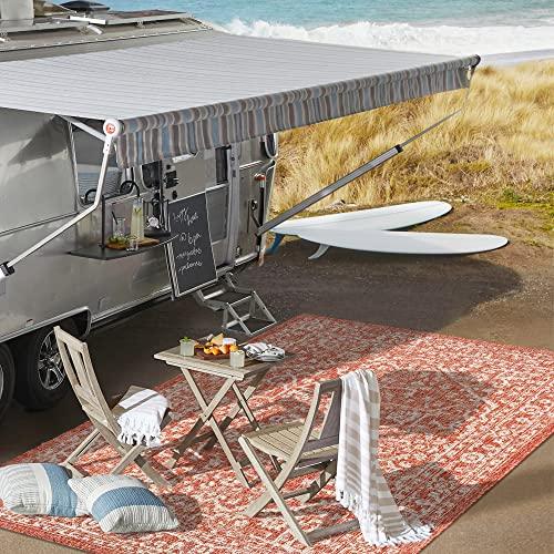 【並行輸入品】 JONATHAN Y Boho Medallion Indoor Outdoor Area Rug 4X6 Red/Taupe，_9