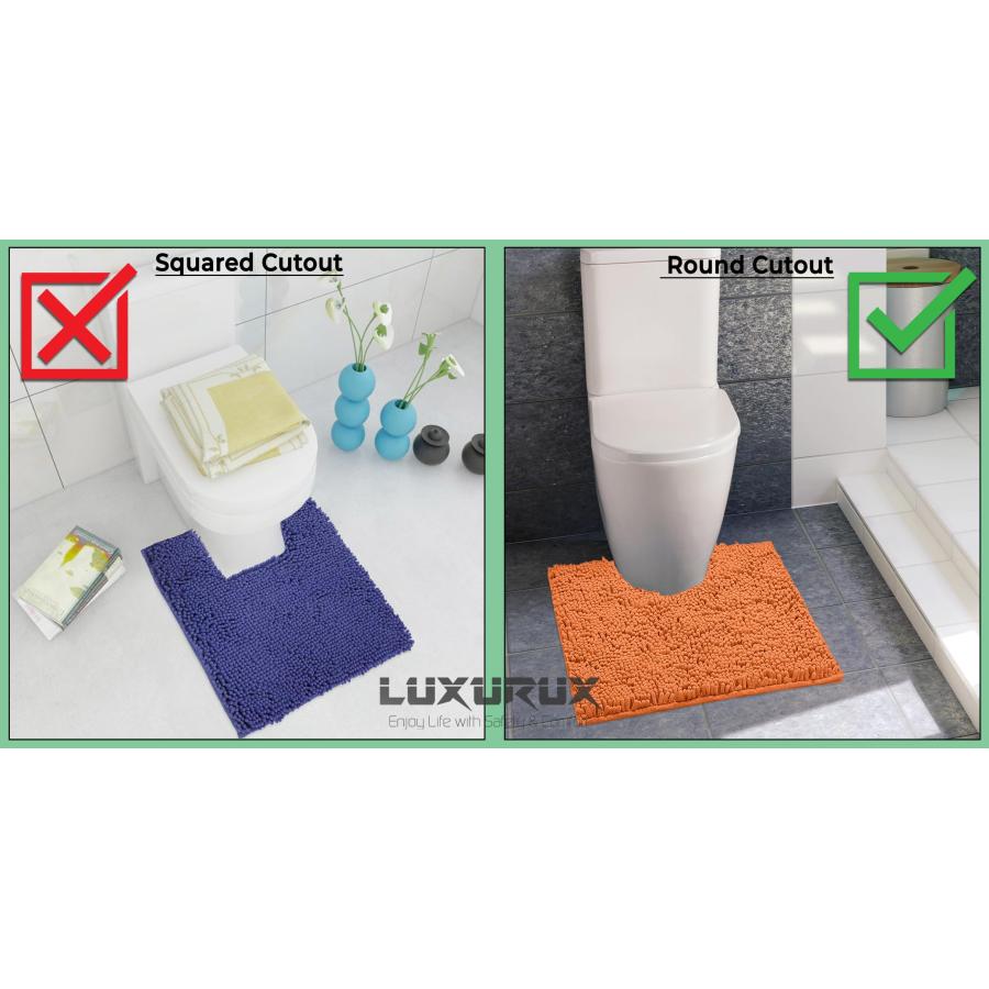 【並行輸入品】LuxUrux U字型トイレバスマット トイレ周り用の超吸収性&ノンスリップ輪郭ラグ、ソフトシェニール織、洗濯機洗い可能(50