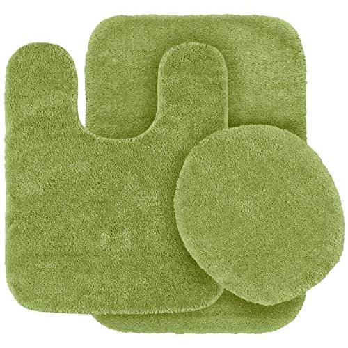 【並行輸入品】Angela バスルームラグ3点セット 無地 滑り止め ソフトマット 3 pc Solid Sage Green Bathroom_1