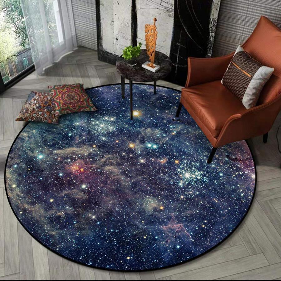 【並行輸入品】Galaxy ラウンドラグ 宇宙 星雲 星空 星空 カーペット 大型フロアマット リビングルーム 勉強 子供の寝室用 (銀河 直径_2