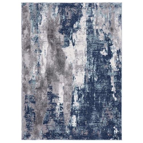 【並行輸入品】LUXE WEAVERS Euston Collection D.Blue L.Blue 5x7 モダン抽象エリアラグ LUXE_4