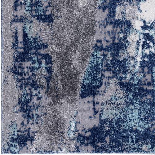 【並行輸入品】LUXE WEAVERS Euston Collection D.Blue L.Blue 5x7 モダン抽象エリアラグ LUXE_7