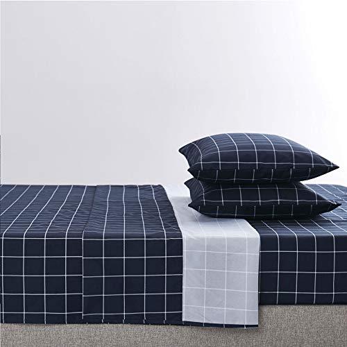 【並行輸入品】Wake In Cloud 幾何学模様のベッドシーツ、4ピースシーツセット、チェックグリッドチェックチェックチェック、男性的な_3