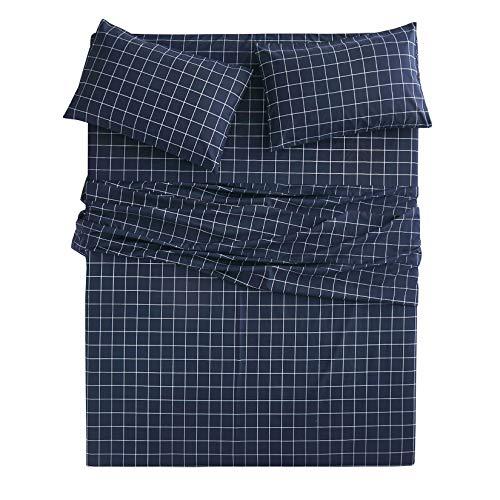 【並行輸入品】Wake In Cloud 幾何学模様のベッドシーツ、4ピースシーツセット、チェックグリッドチェックチェックチェック、男性的な_6