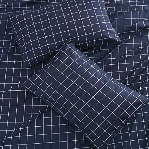【並行輸入品】Wake In Cloud 幾何学模様のベッドシーツ、4ピースシーツセット、チェックグリッドチェックチェックチェック、男性的な_9
