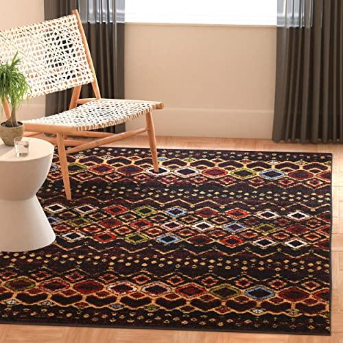 【並行輸入品】 SAFAVIEH Amsterdam Collection Area Rug 3' Square， Black & Mult
