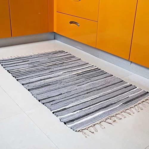 【並行輸入品】 SERENITA Chindi Rug Reversible Rag Cotton Hand Woven Throw Area