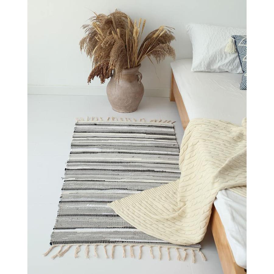 【並行輸入品】 SERENITA Chindi Rug Reversible Rag Cotton Hand Woven Throw Area
