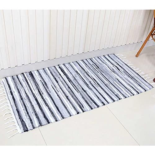 【並行輸入品】 SERENITA Chindi Rug Reversible Rag Cotton Hand Woven Throw Area