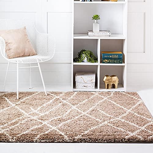 【並行輸入品】Rugs.com ソフトタッチ シャグコレクション スクエアラグ 4フィート スクエアカーキ シャグラグ リビングルーム キッ_1