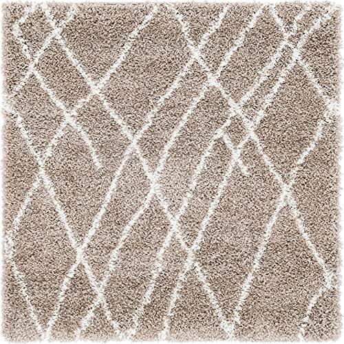 【並行輸入品】Rugs.com ソフトタッチ シャグコレクション スクエアラグ 4フィート スクエアカーキ シャグラグ リビングルーム キッ_4