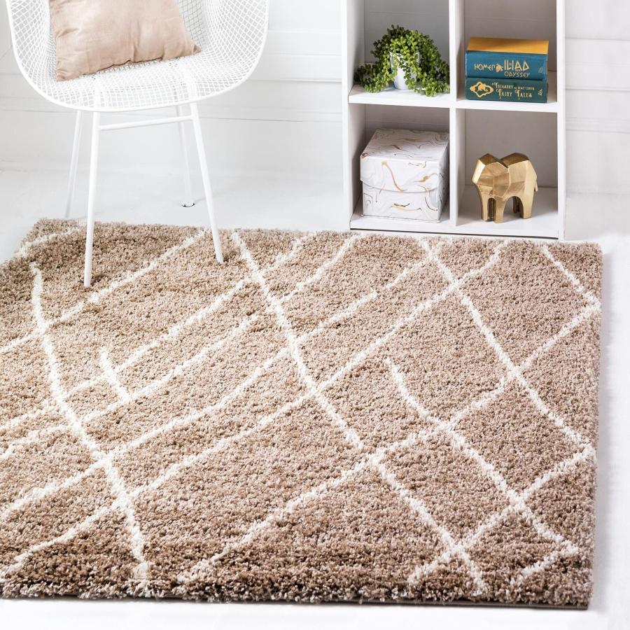 【並行輸入品】Rugs.com ソフトタッチ シャグコレクション スクエアラグ 4フィート スクエアカーキ シャグラグ リビングルーム キッ_6