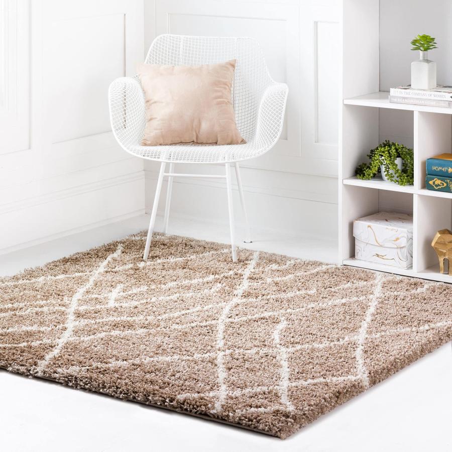 【並行輸入品】Rugs.com ソフトタッチ シャグコレクション スクエアラグ 4フィート スクエアカーキ シャグラグ リビングルーム キッ_9