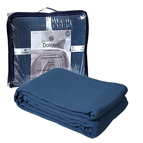 【並行輸入品】DOLLCENT 100%コーマ綿ブランケット 102x108インチ カリフォルニアキングサイズベッドブランケット 暖かで_1