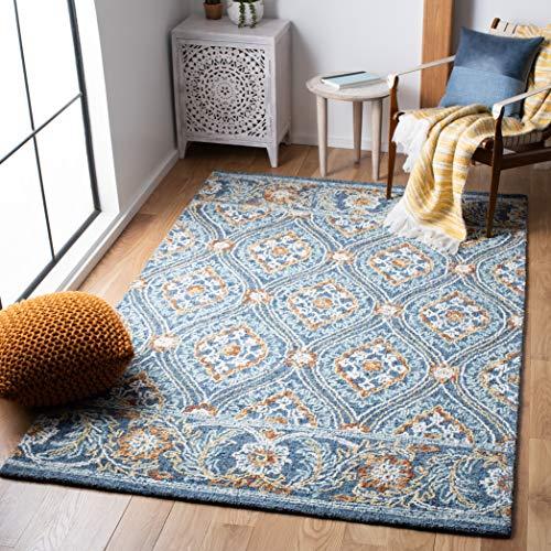 【並行輸入品】 SAFAVIEH Blossom Collection 4' x 6' Navy / Yellow BLM605N Handma_1