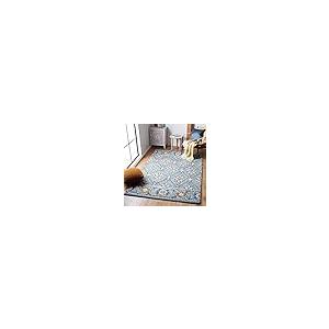 【並行輸入品】 SAFAVIEH Blossom Collection 4' x 6' Navy / Yellow BLM605N Handma_2