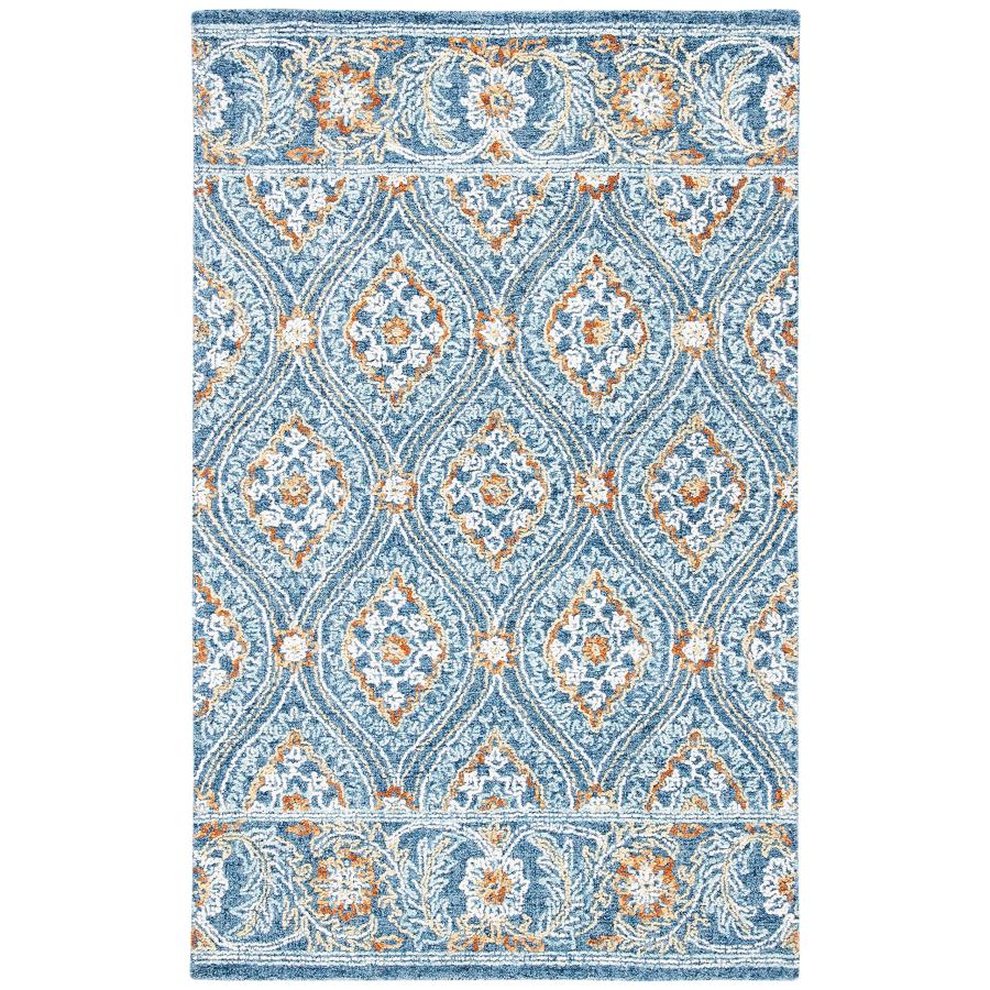 【並行輸入品】 SAFAVIEH Blossom Collection 4' x 6' Navy / Yellow BLM605N Handma_3