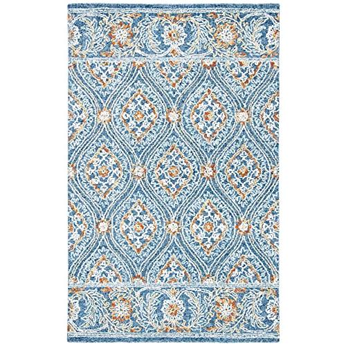 【並行輸入品】 SAFAVIEH Blossom Collection 4' x 6' Navy / Yellow BLM605N Handma_4