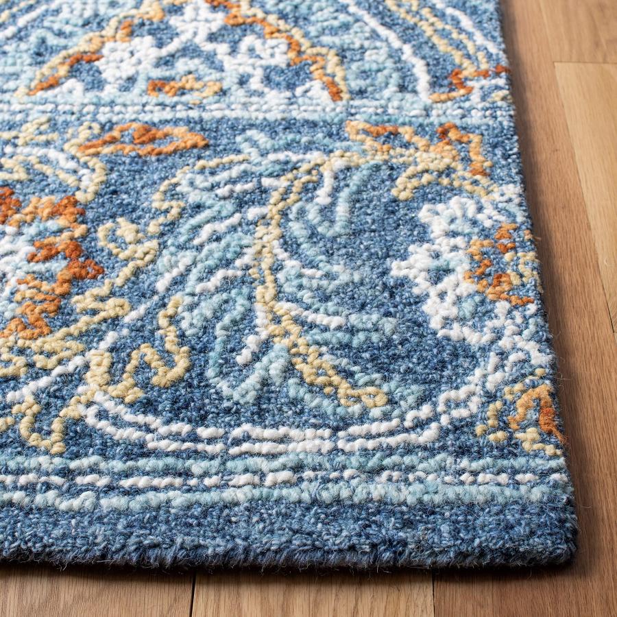 【並行輸入品】 SAFAVIEH Blossom Collection 4' x 6' Navy / Yellow BLM605N Handma_6