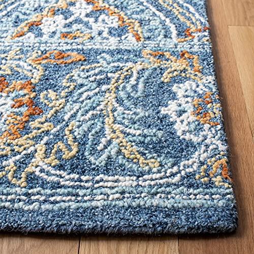 【並行輸入品】 SAFAVIEH Blossom Collection 4' x 6' Navy / Yellow BLM605N Handma_7