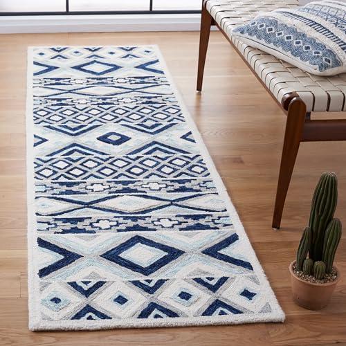 【並行輸入品】 SAFAVIEH Roslyn Collection Runner Rug 2'3" x 8'， Blue & White，_1