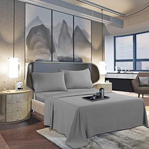 【並行輸入品】 KBC linen Full Size Sheet Set 4 Piece 100% Cotton Hotel Luxu