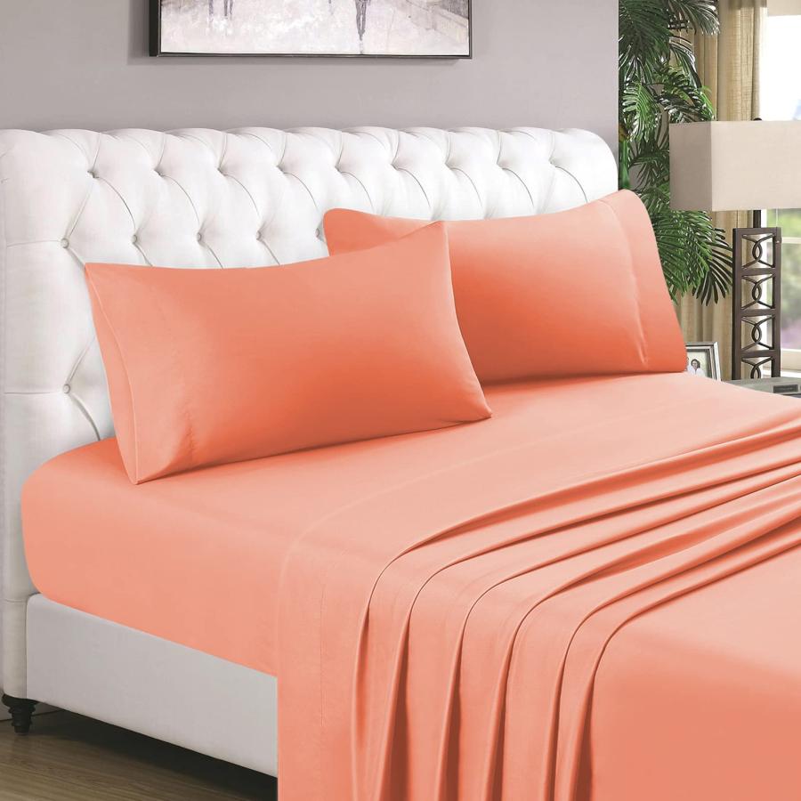 【並行輸入品】 KBC linen Full Size Sheet Set 4 Piece Luxurious 100 Percent