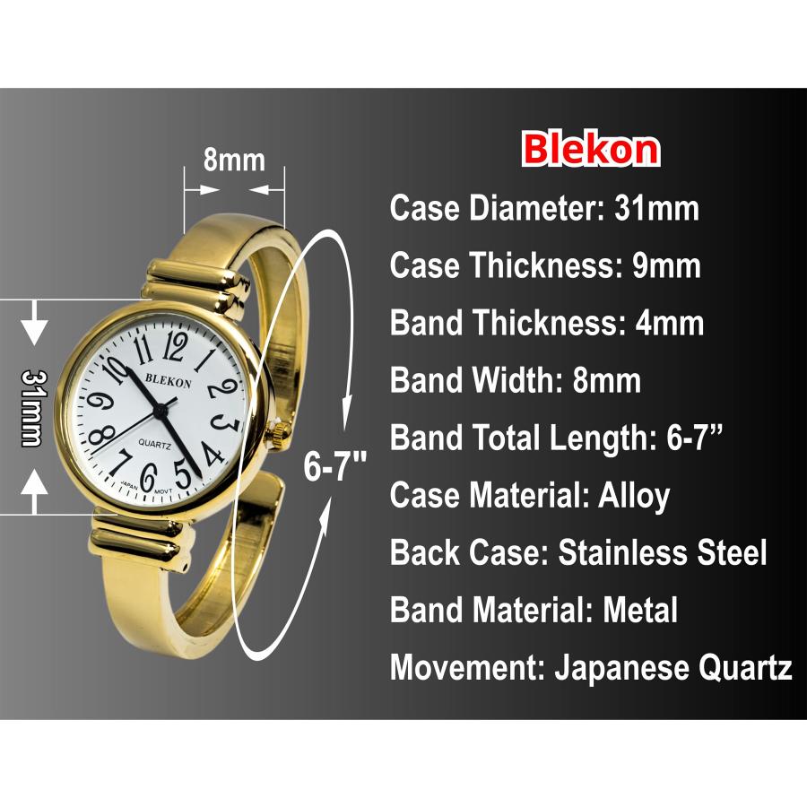 【並行輸入品】 Blekon Collections Japanese Quartz Women's Easy to Read Round 31の画像