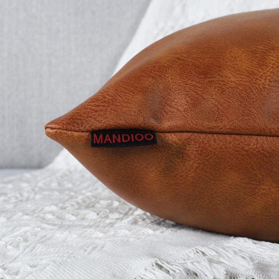 【並行輸入品】Mandioo フェイクレザー装飾スロー枕カバー モダン 無地 アウトドアクッションカバー 高級枕カバー カウチ ソファベッド用_9