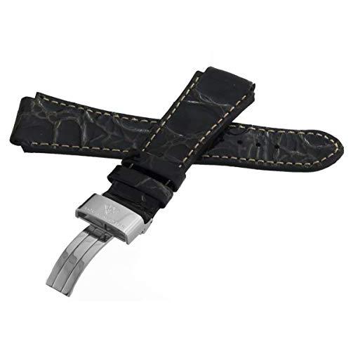 【並行輸入品】 Aqua Master 20mm Widens to 26mm Black Leather Watch Band Strap W_1