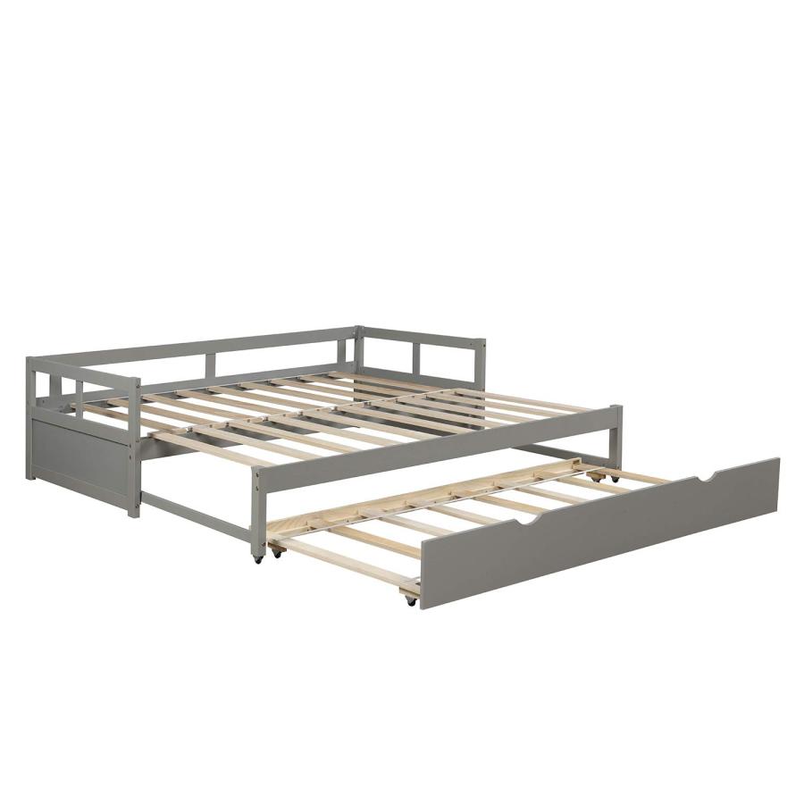 【並行輸入品】 Merax Wooden Daybed Extendable Bed with Trundle， Sofa Bed for Be_6