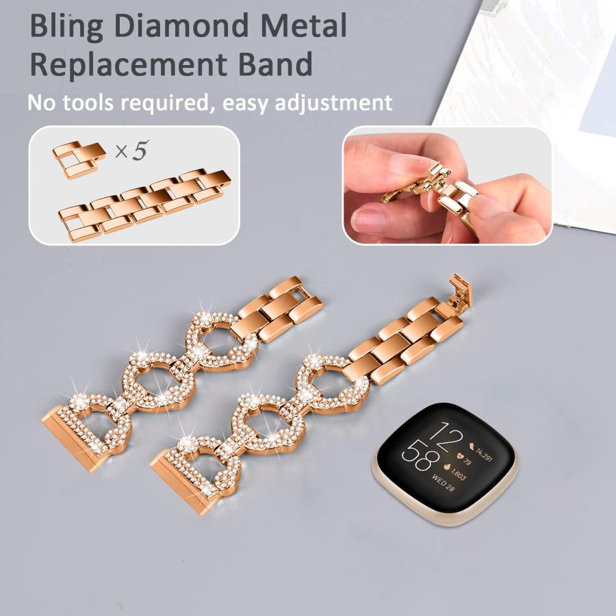 【並行輸入品】 FitTurn Bling Bands Compatible Fitbit Sense 2/Sense/Versa 4/Vers_6