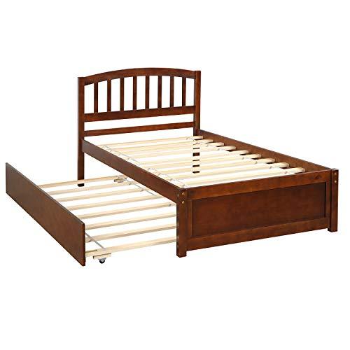 【並行輸入品】 SOFTSEA Twin Platform Bed Frame with Trundle for Kids， Farmhouse_1