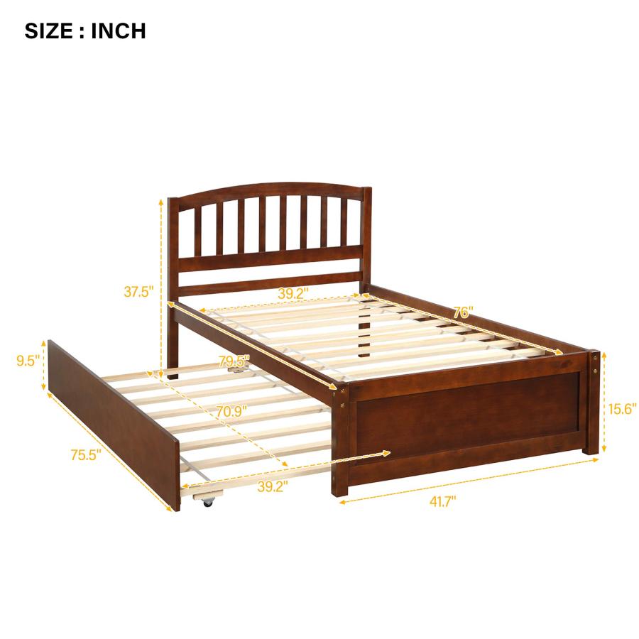 【並行輸入品】 SOFTSEA Twin Platform Bed Frame with Trundle for Kids， Farmhouse_3