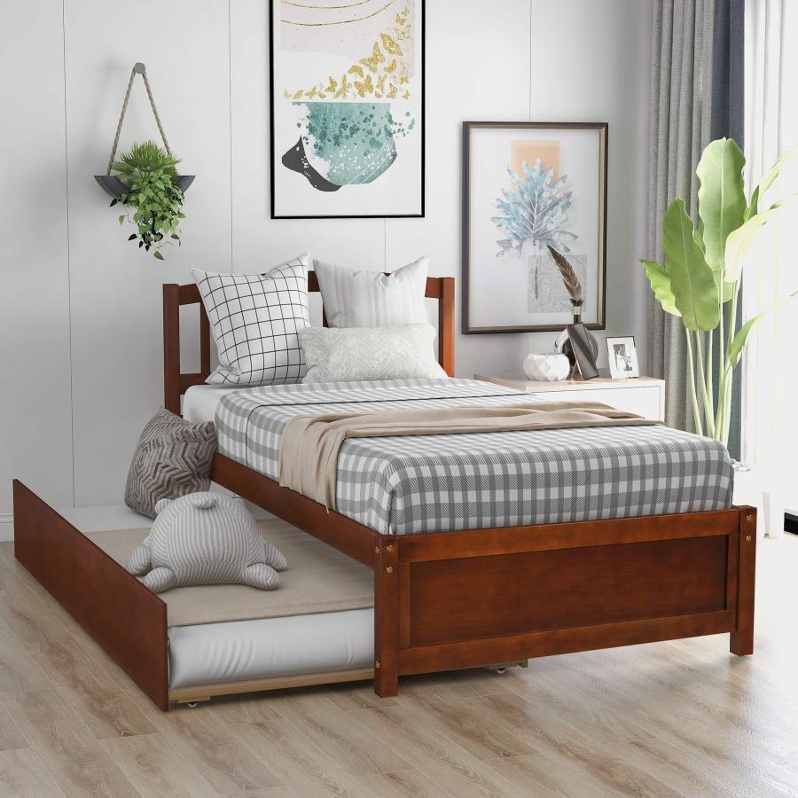 【並行輸入品】 SOFTSEA Twin Platform Bed Frame with Trundle for Kids， Farmhouse_6