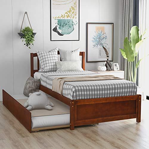 【並行輸入品】 SOFTSEA Twin Platform Bed Frame with Trundle for Kids， Farmhouse_7