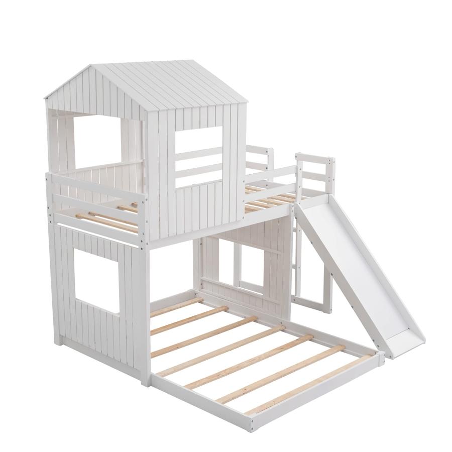【並行輸入品】 Merax Wooden Twin Over Full Bunk Bed with Slide, Loft Bed Frameの画像
