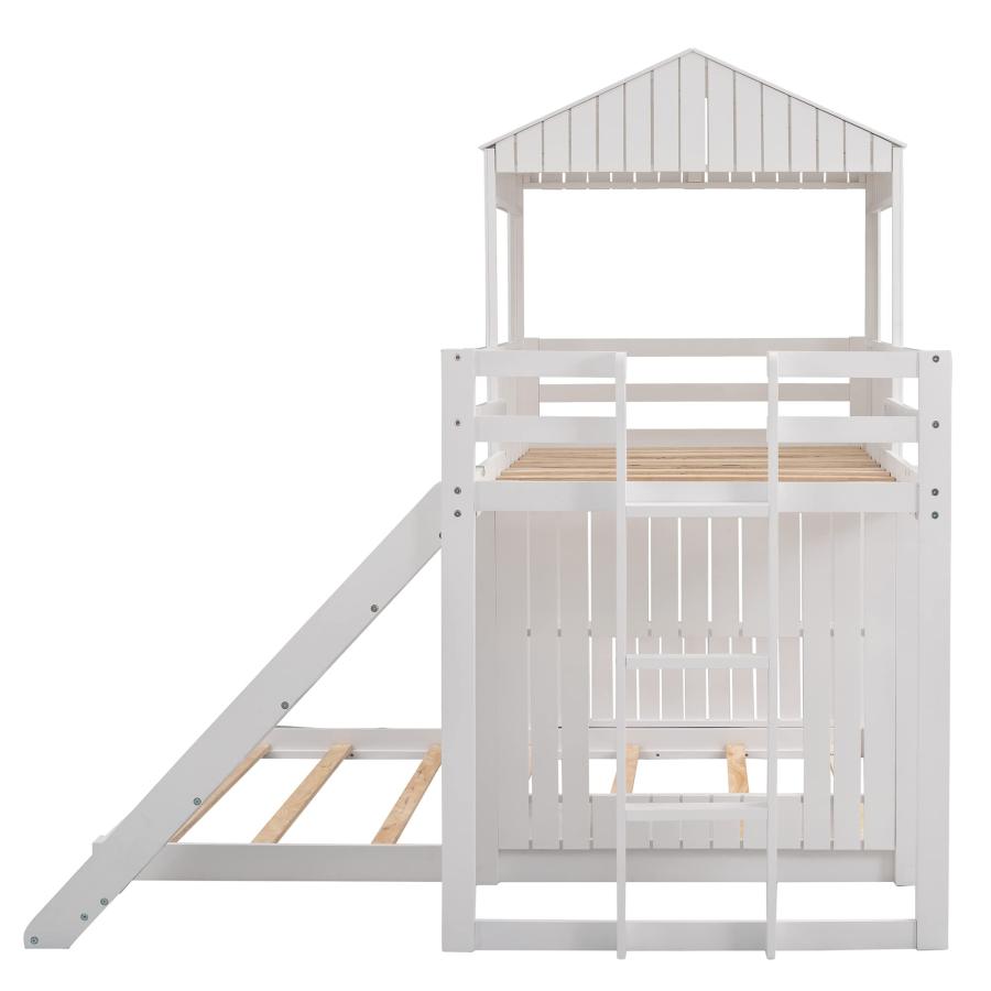 【並行輸入品】 Merax Wooden Twin Over Full Bunk Bed with Slide, Loft Bed Frameの画像