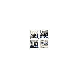 【並行輸入品】AVOIN クリスマススロー枕カバー 20 x 20インチ 冬休み 素朴なクッションケース ソファ カウチ用 4枚セット AVOI_2