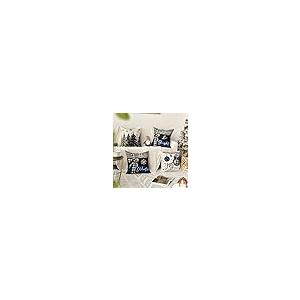 【並行輸入品】AVOIN クリスマススロー枕カバー 20 x 20インチ 冬休み 素朴なクッションケース ソファ カウチ用 4枚セット AVOI_5