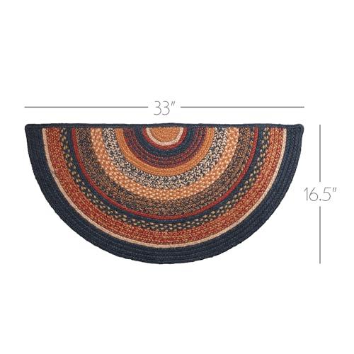 【並行輸入品】 VHC Brands Stratton Primitive Jute Blue Red Striped Accent Rug f_4