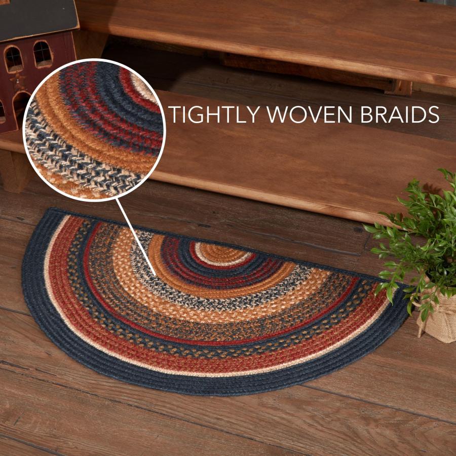 【並行輸入品】 VHC Brands Stratton Primitive Jute Blue Red Striped Accent Rug f_6