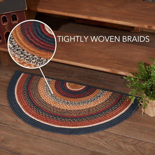 【並行輸入品】 VHC Brands Stratton Primitive Jute Blue Red Striped Accent Rug f_7