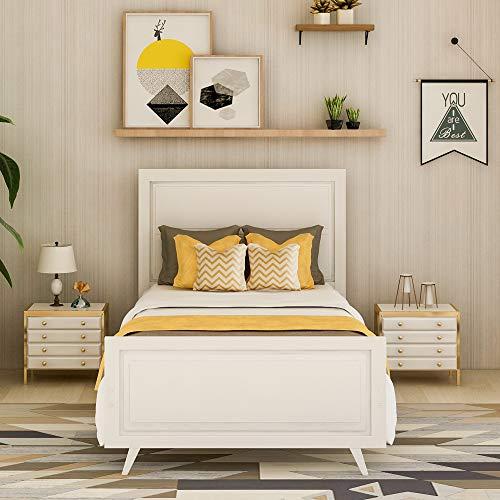 【並行輸入品】 SOFTSEA Twin Size Platform Bed with Headboard and Footboard， Sol_1