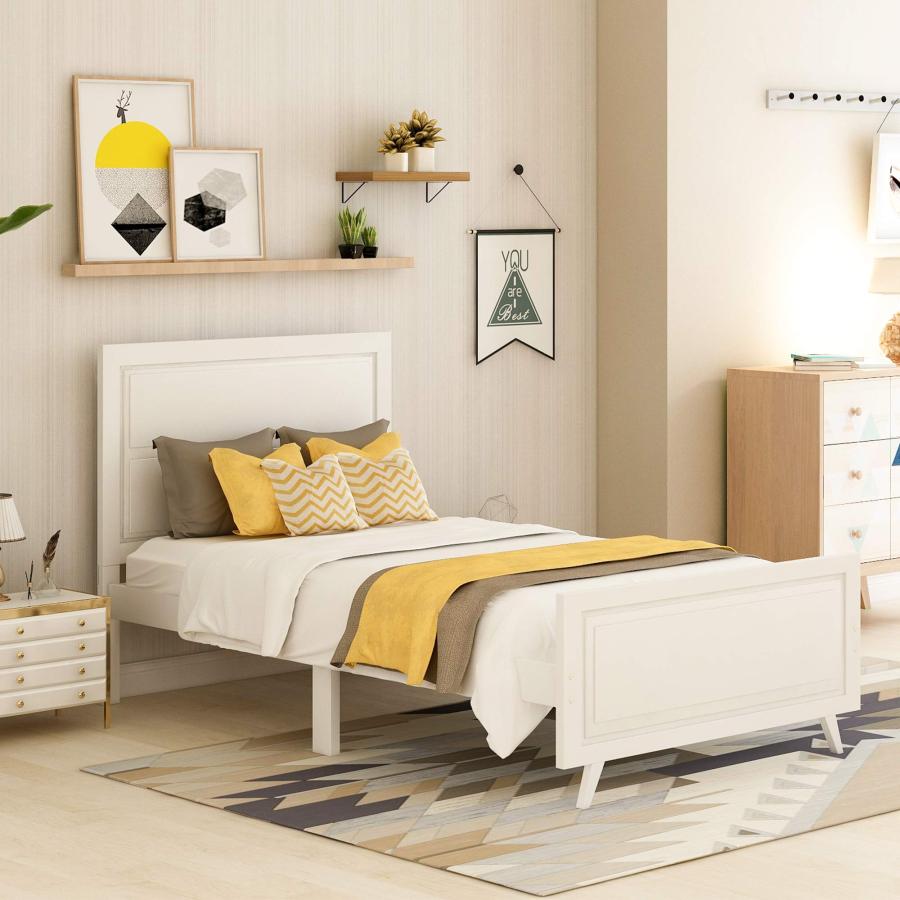【並行輸入品】 SOFTSEA Twin Size Platform Bed with Headboard and Footboard， Sol_3