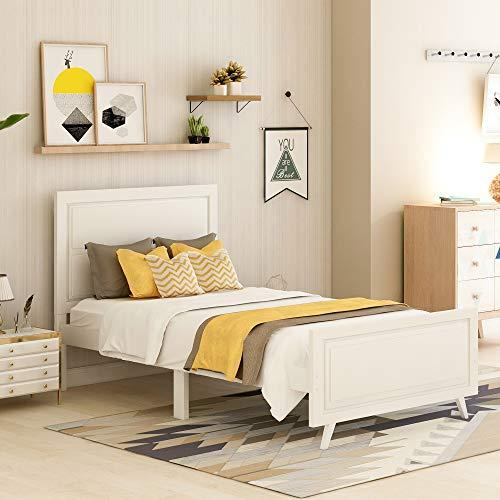 【並行輸入品】 SOFTSEA Twin Size Platform Bed with Headboard and Footboard， Sol_4