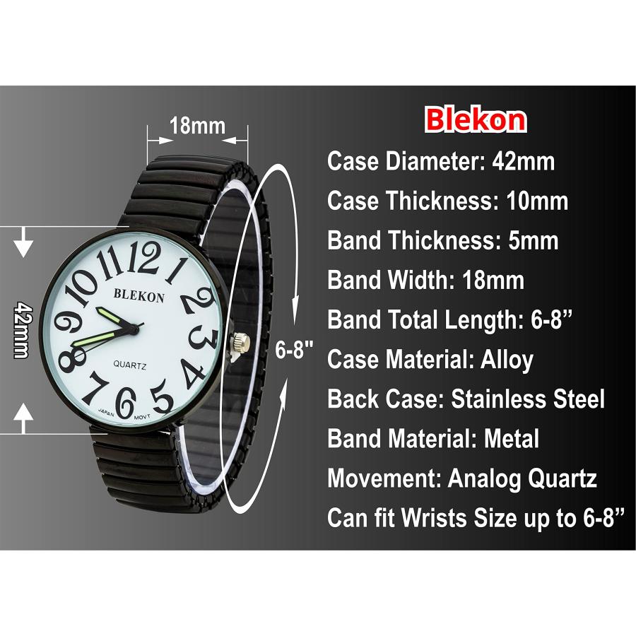 【並行輸入品】Blekon Collections クォーツレディース42mmフェイスラージストレッチバンドウォッチ, パープル, Large,の画像