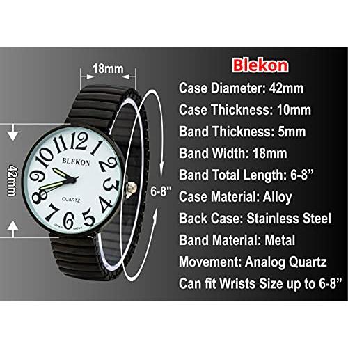 【並行輸入品】Blekon Collections クォーツレディース42mmフェイスラージストレッチバンドウォッチ, パープル, Large,の画像