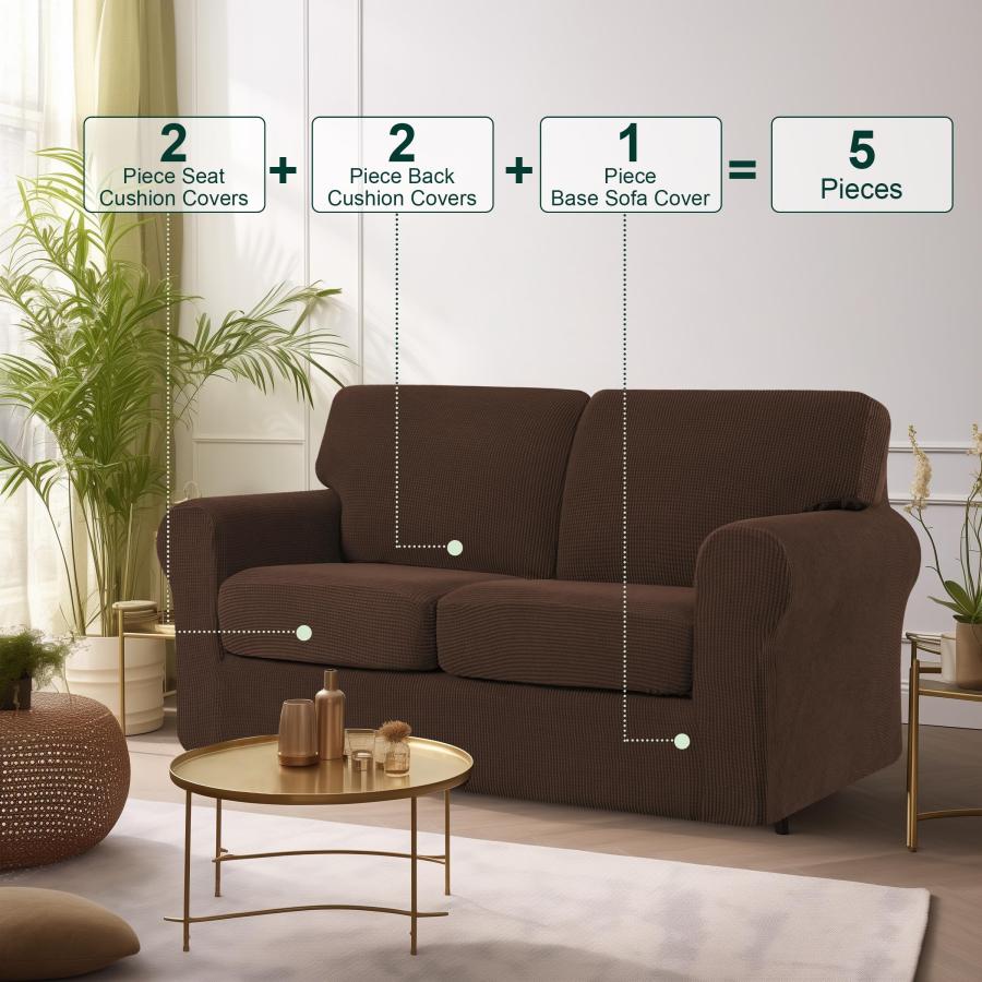 並行輸入品】 CHUN YI 5 Piece Loveseat Covers, Stretch Couch Covers