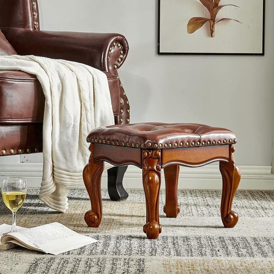 並行輸入品】ZIRKOOON 木製フットスツール 正方形 ラバーウッド